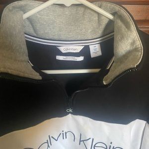 Calvin Klein sweater. Black, white, and grey.